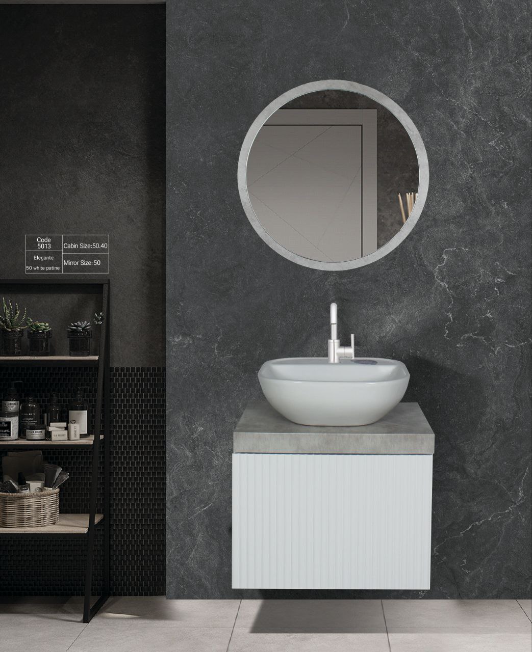 5013 روشویی کابینتی کاکتوس مدل elegante 50 رنگ سفید پتینه کد 5013 - تصویر 1